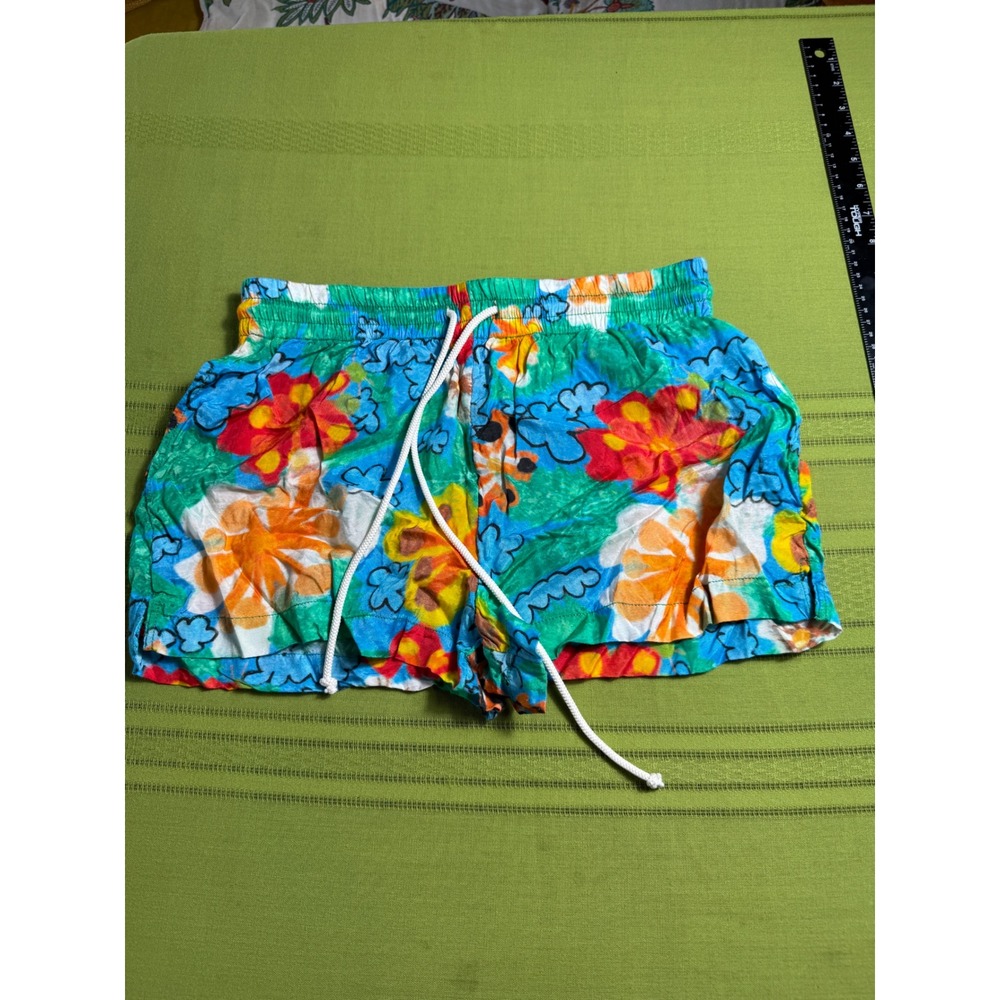 Urban Outfitters Floral Tropical Drawstring Shorts Teal Red Yellow Womens‎ Small